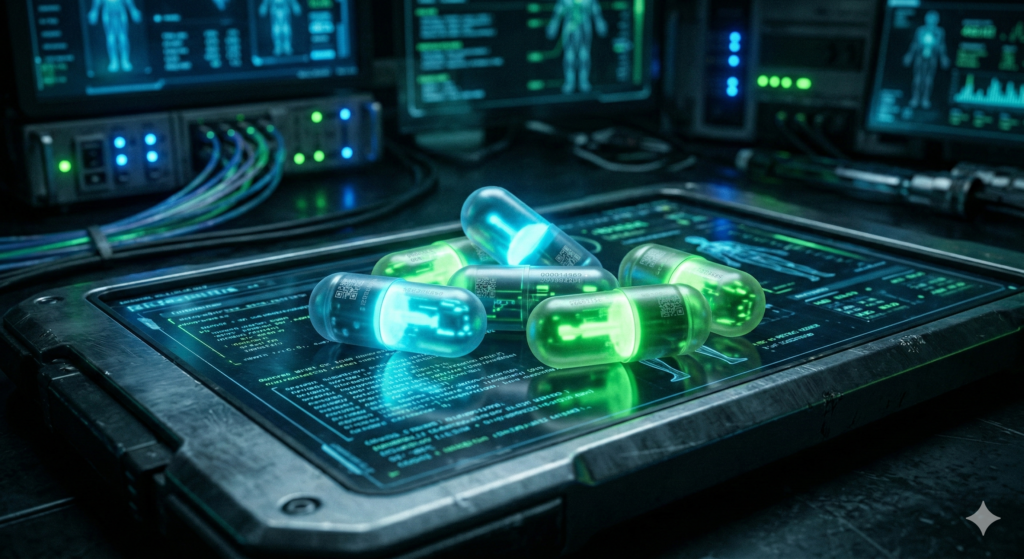 Glowing generic smart pills representing the choice between Modalert vs Modvigil